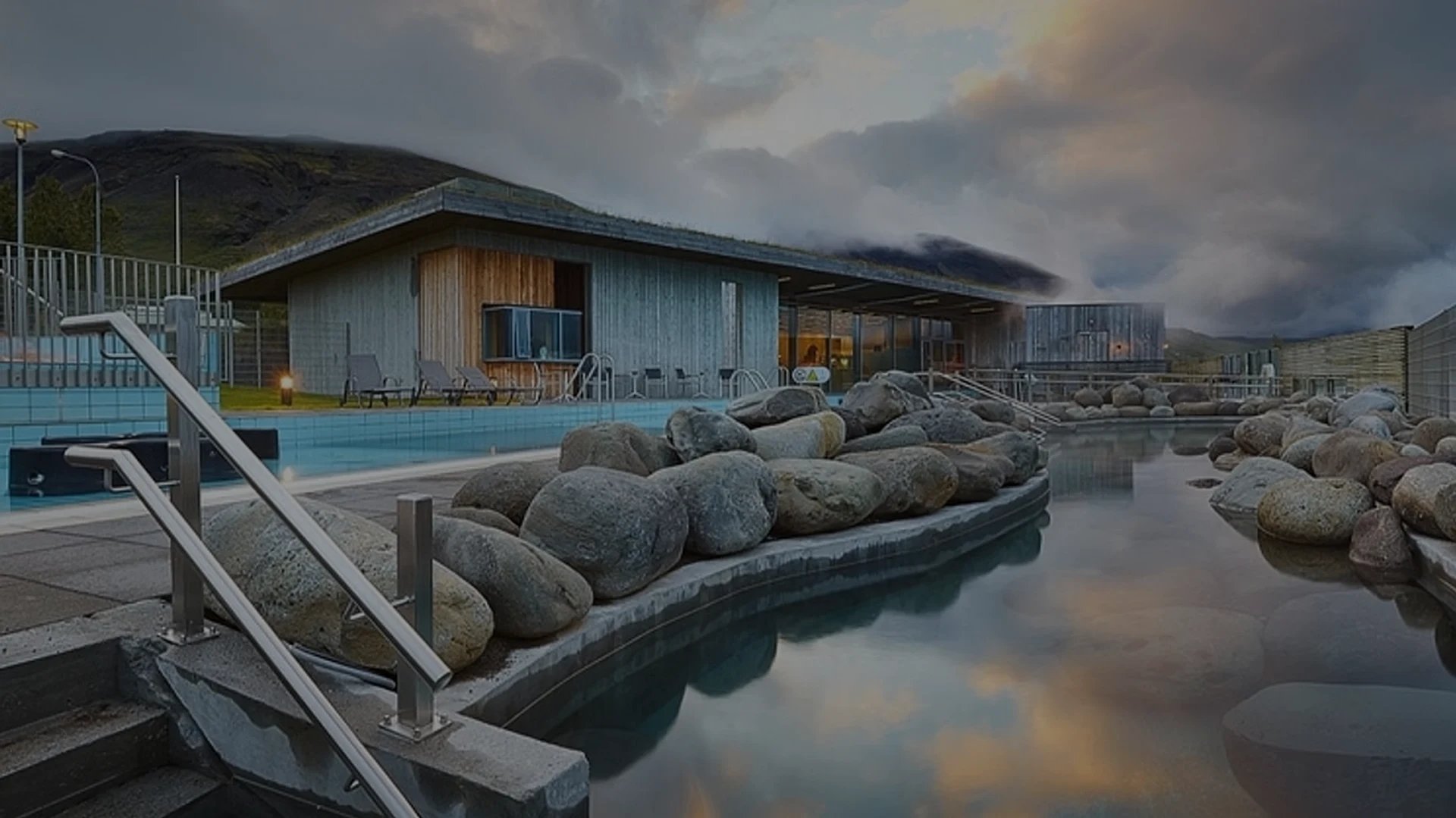 Panoramic view of Fontana Spa and Lake Laugarvatn geothermal area