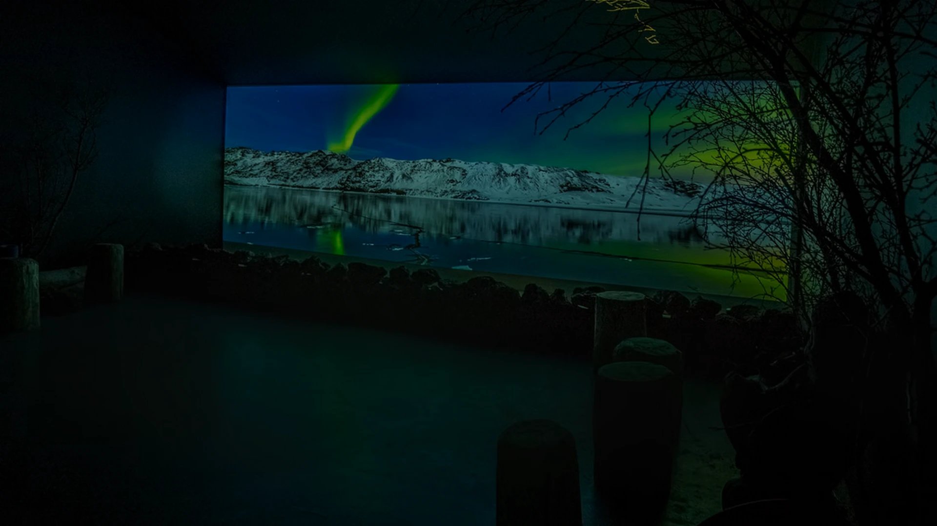 Museum interior showcasing Aurora Borealis educational exhibits