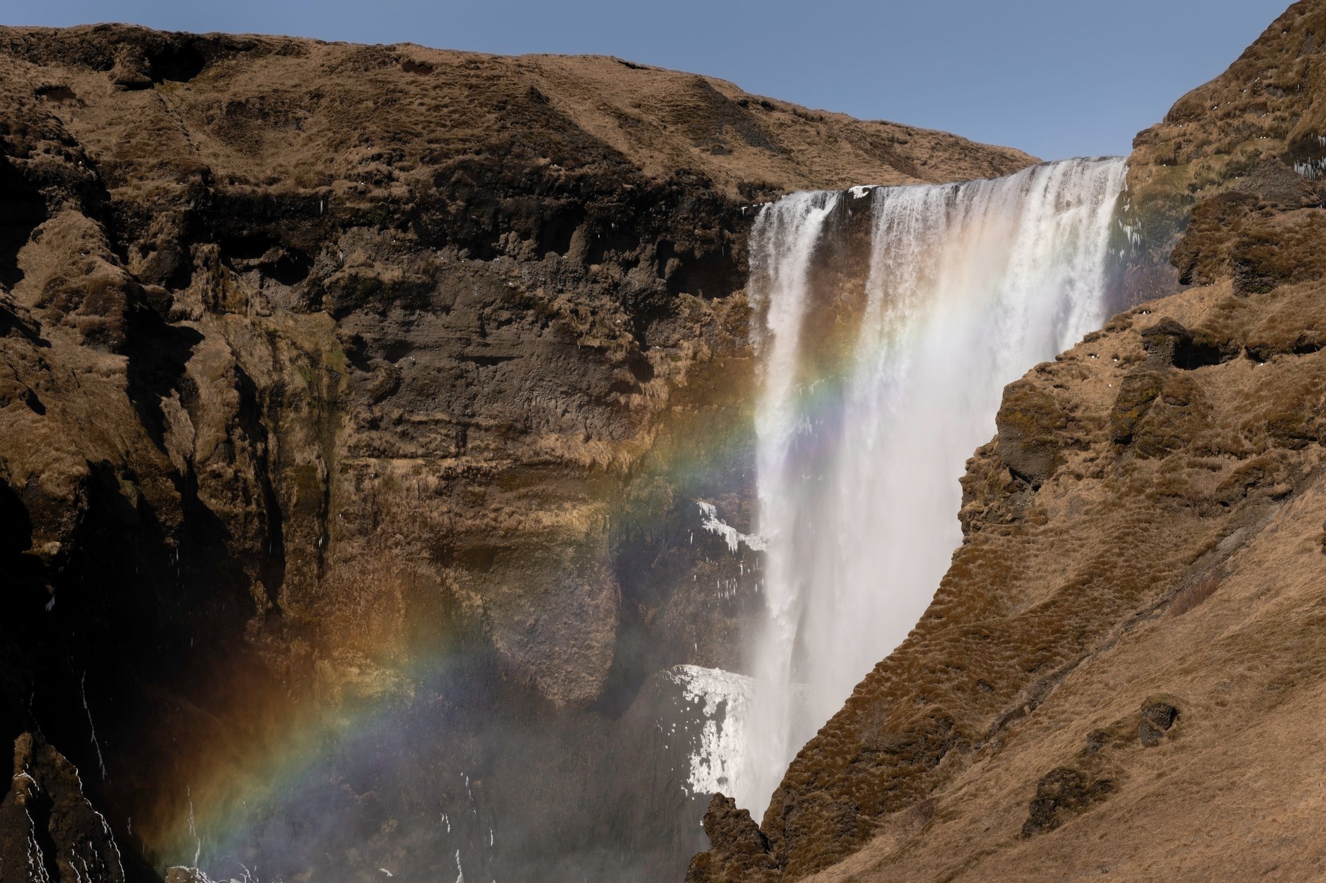 Stunning Iceland landscape with waterfalls and mountains