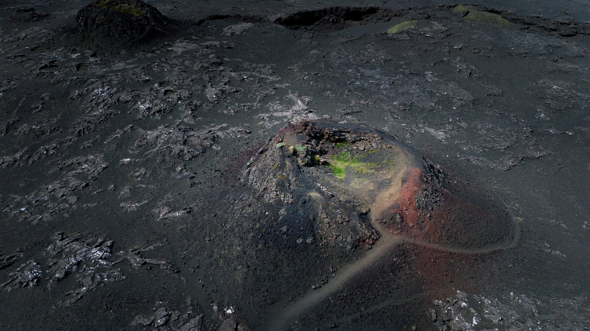 The black volcanic crater of Stampar on the Reykjanes tour