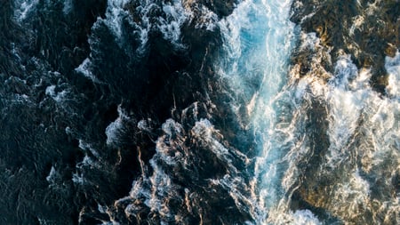 View of Brúarfoss waterfall from above
