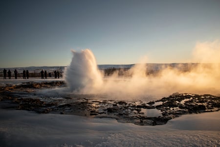 The geyser Strokkur about to blow up in the Golden Circle