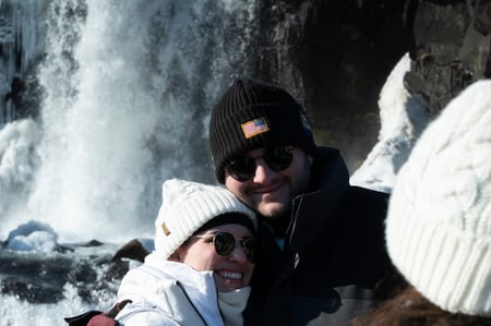Öxarárfoss waterfall in Þingvellir during a Golden Circle Tour