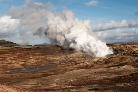 The powerful steaming hot spring of Gunnuhver in Reykjanes