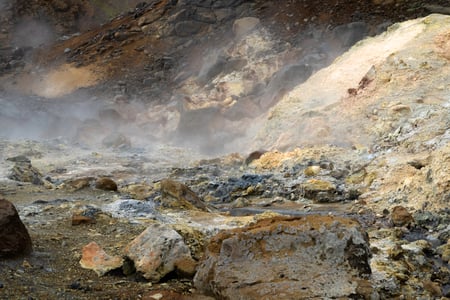 Rocks from Seltún colored with sulfur