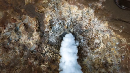 Steam cloud of the Gunnuhver hot springs on the Reykjanes Peninsula
