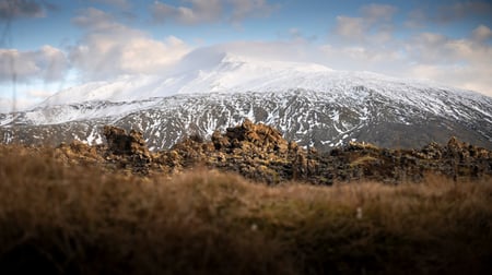 The top of Snæfellsjökull photographed at sunset