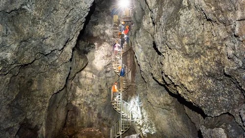 Entrance to Vatnshellir lava tube cave on Snæfellsnes Peninsula
