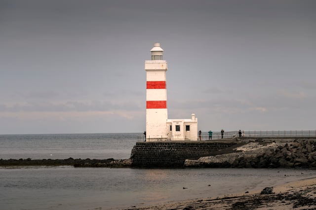 The red and white lighthouse of Garður