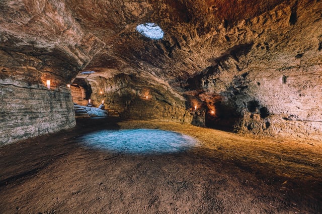 Stairs inside the caves of Hella - South Coast Tour