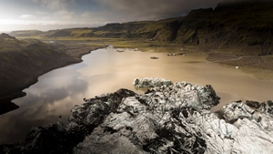Icebergs of Sólheimajökull seen on a south coast tour