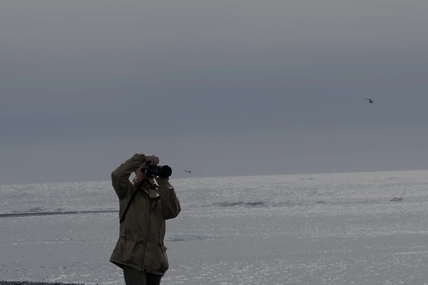 Scenic Iceland landscape with properly dressed travelers