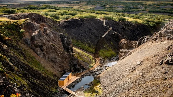 Húsafell canyon baths in the winter time
