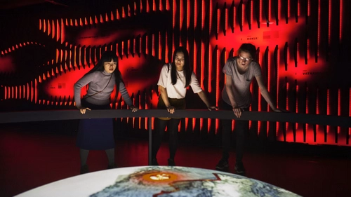 Modern LAVA Centre building with interactive volcanic exhibits inside