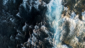 View of Brúarfoss waterfall from above
