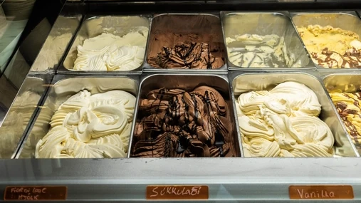 Beautiful display of ice cream in the farm of EfstiDalur