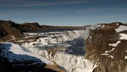Powerful Gullfoss waterfall cascading into the canyon