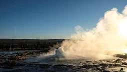 The geyser Strokkur about to blow up in the Golden Circle