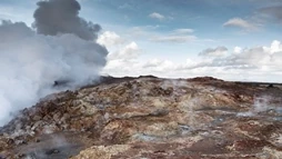 The rocks around Gunnuhver covered in sulfur, iron and silica deposit