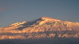 The top of Snæfellsjökull photographed at sunset